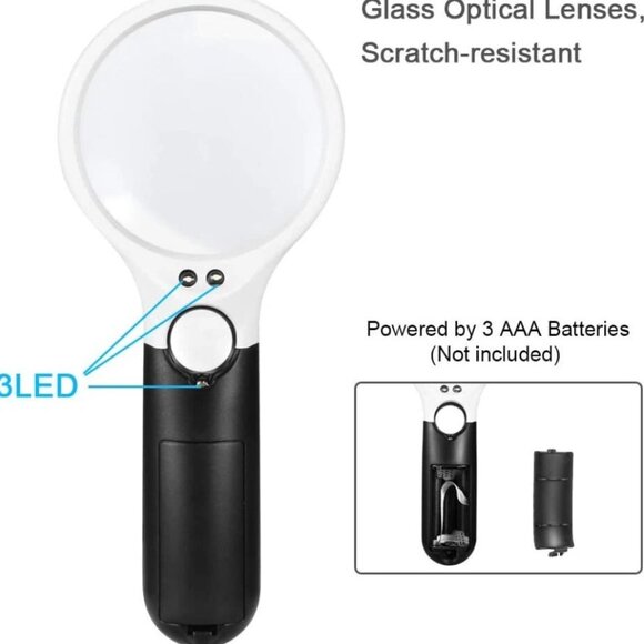 3 LED Light 45X Handheld Magnifier Reading Magnifying Glass Lens Jewelry Loupe - Picture 5 of 5